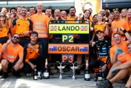 McLaren celebrates their double podium with Lando Norris and Oscar Piastri, Monza, 2025 (Getty Images)